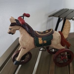 Vintange Wooden Horse on Wheels
